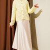 Patterned Openwork Short Cardigan Yellow – Bild 2
