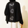 Patterned Openwork Short Cardigan Black – Bild 3