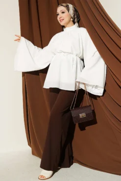 منظر بديل لـ Drawstring Tunic with Gathered Front Detail Ecru