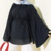 Drawstring Tunic with Gathered Front Detail Navy Blue