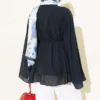 Drawstring Tunic with Gathered Front Detail Navy Blue - Image 3