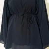 Drawstring Tunic with Gathered Front Detail Navy Blue - Image 4