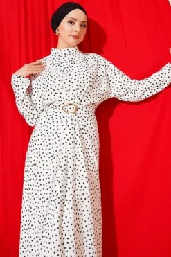 منظر بديل لـ Dress with Ruffled Detail and Polka Dots White