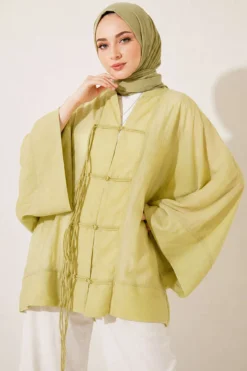 Laced Front Oversize Tulle Kimono