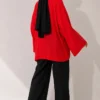 Laced Front Oversize Tulle Kimono Red – Bild 4