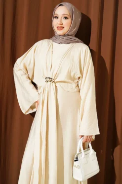 Alternative Ansicht von Belted Dress with Gold Buckle Beige