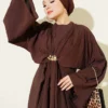 Belted Dress with Gold Buckle Brown - Imagen 2