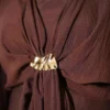 Belted Dress with Gold Buckle Brown - Imagen 4
