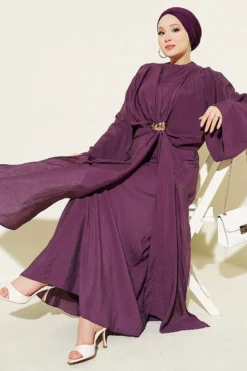Belted Dress with Gold Buckle Purple