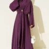 Belted Dress with Gold Buckle Purple - Image 2