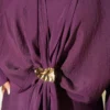 Belted Dress with Gold Buckle Purple - Image 4