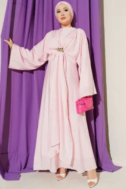 Belted Dress with Gold Buckle Pink