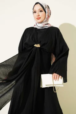 Vista alternativa de Belted Dress with Gold Buckle Black