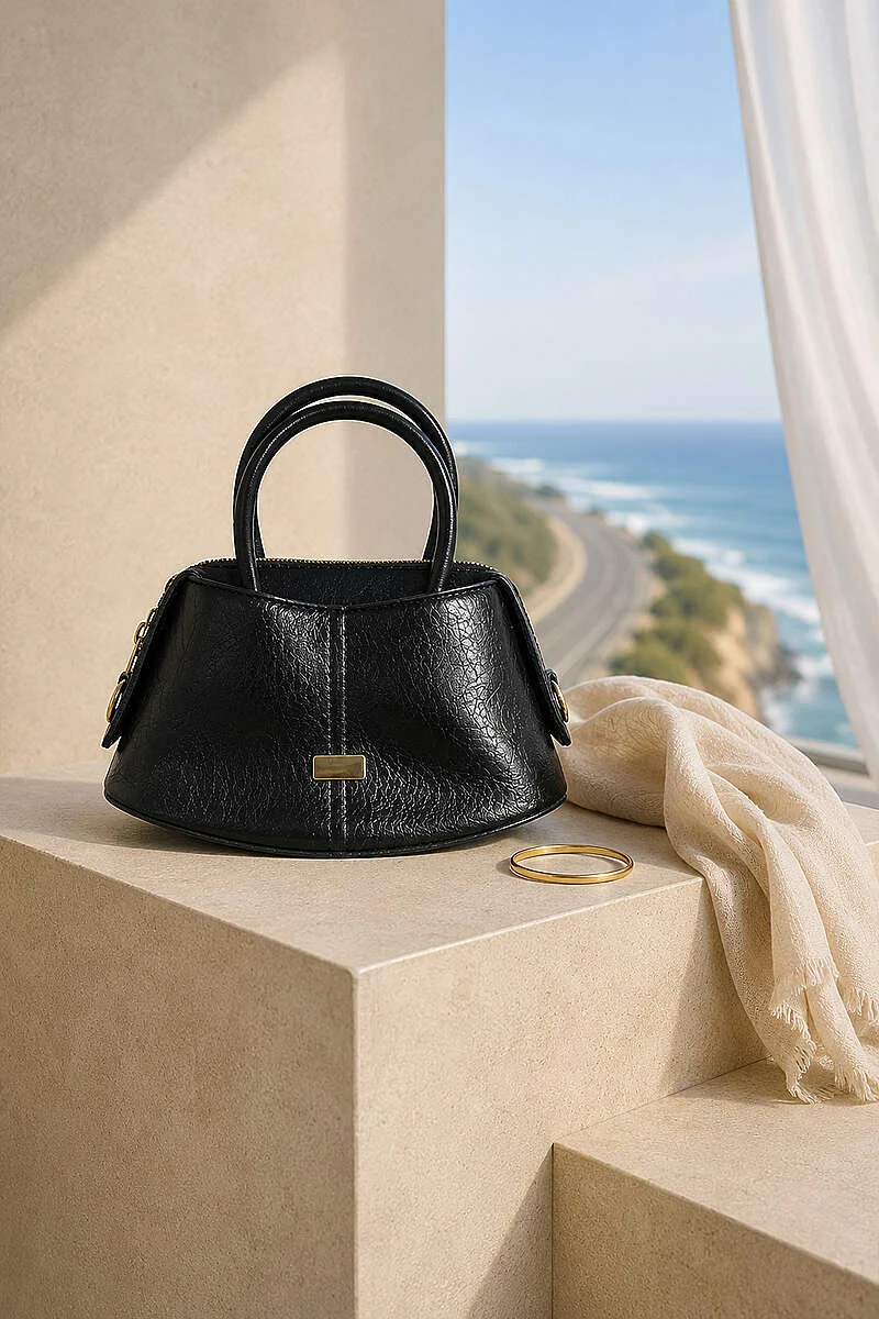 Stitched Front Women's Handbag Black