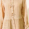 ⁦Button-Up Shirt with Bow Detail Beige⁩ - الصورة ⁦4⁩