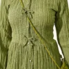 Button-Up Shirt with Bow Detail Khaki - Afbeelding 4