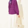 ⁦Button-Up Shirt with Bow Detail Purple⁩ - الصورة ⁦3⁩