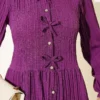 ⁦Button-Up Shirt with Bow Detail Purple⁩ - الصورة ⁦4⁩
