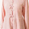⁦Button-Up Shirt with Bow Detail Powder Pink⁩ - الصورة ⁦4⁩