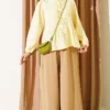 ⁦Button-Up Shirt with Bow Detail Yellow⁩ - الصورة ⁦2⁩
