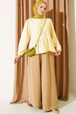 Alternative view of Button-Up Shirt with Bow Detail Yellow