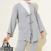 Front Tied Crinkled Two-Piece Set Grey – Bild 2