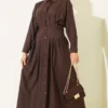 Dress with Front Dart Detail Brown