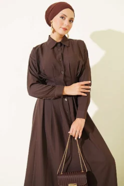 Alternative view of Dress with Front Dart Detail Brown