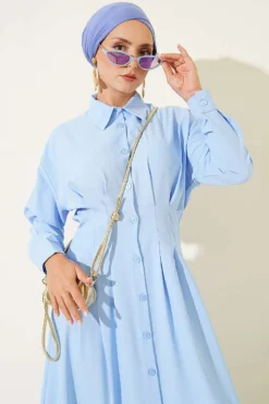 Alternative view of Dress with Front Dart Detail Blue