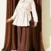 Pleated Front Sailor Collar Shirt Beige - Afbeelding 2