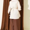 Pleated Front Sailor Collar Shirt Beige - Afbeelding 3