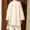 Embroidered Balloon Sleeve Loose Tunic Beige - Imagen 3
