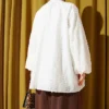 Embroidered Balloon Sleeve Loose Tunic White – Bild 3