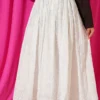 Embroidered Belted Flared Skirt Ecru
