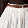 Embroidered Belted Flared Skirt Ecru - Afbeelding 4