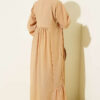 Embroidered Dress with Ankle Elastic Latte - Afbeelding 3