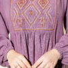 Embroidered Dress with Ankle Elastic Lilac – Bild 4