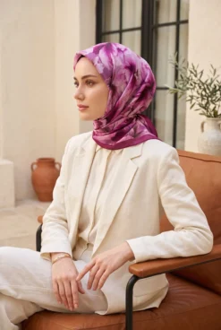 Natural Flower Pattern Scarf Series Fuchsia