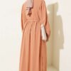 Ribbed Lace Detail Dress Camel - Afbeelding 3