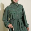 Ribbed Lace Detail Dress Green - Afbeelding 2