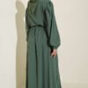 Ribbed Lace Detail Dress Green - Afbeelding 3