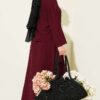Two-Piece Set with Ribbed Detail Blouse and Hem Edge Burgundy - الصورة 3