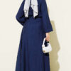 Two-Piece Set with Ribbed Detail Blouse and Hem Edge Navy Blue - Afbeelding 3
