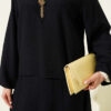Two-Piece Set with Ribbed Detail Blouse and Hem Edge Black - Imagen 4