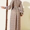 Ribbed Lace Patterned Dress Latte - Imagen 3