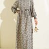Ribbed Lace Patterned Dress Emerald