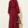 Ribbed Half Button Dress Burgundy - الصورة 3