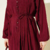 Ribbed Half Button Dress Burgundy - الصورة 4