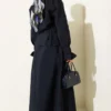 Shoulder Epaulette Waist-Pleated Skirt Set Navy Blue - Afbeelding 3