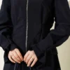 Shoulder Epaulette Waist-Pleated Skirt Set Navy Blue - Afbeelding 4
